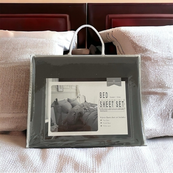 NIB MODERNE ELEGANCE Gray Queen Brushed Microfiber Soft Comfortable Bedding Set - Picture 1 of 3